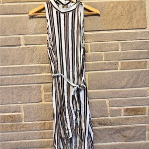 Asymmetrical Striped Sleeveless Dress